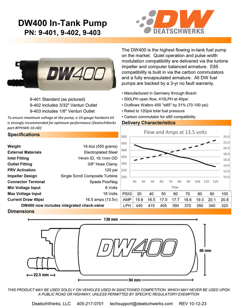 2015-2022 MUSTANG DW400 PUMP